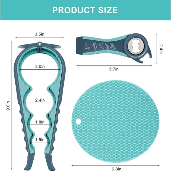 for Weak Hands, Seniors with Arthritis, 5 in 1 Multi Function Bottle Opener Lid - Picture 6 of 7